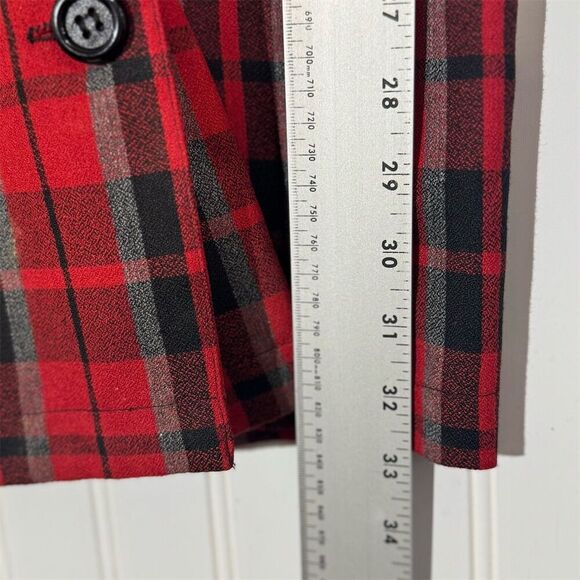 VTG La Belle Red Plaid Blazer Dress S Double Breasted 80s Mob Wife Preppy Grunge - Picture 7 of 11